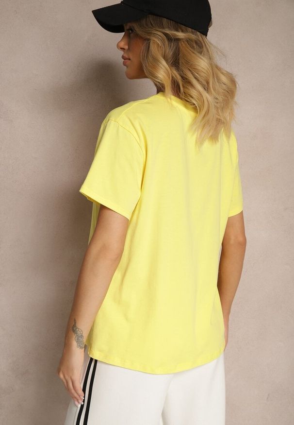 Renee - Żółty Bawełniany Basicowy T-shirt Lorseli. Okazja: na co dzień. Kolor: żółty. Materiał: bawełna. Styl: klasyczny, elegancki, casual
