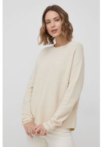 Drykorn sweter bawełniany damski kolor beżowy lekki. Kolor: beżowy. Materiał: bawełna. Wzór: gładki