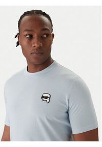 Karl Lagerfeld - KARL LAGERFELD T-Shirt 755710 561224 Błękitny Regular Fit. Typ kołnierza: dekolt w karo. Kolor: niebieski. Materiał: bawełna #2