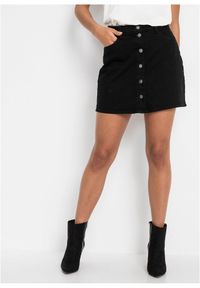 bonprix - Spódnica dżinsowa ze stretchem. Kolor: czarny #1