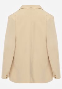 Born2be - Beżowa Niezapinana Marynarka z Klapami Harleig. Kolor: beżowy. Wzór: aplikacja #7