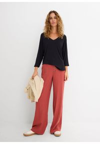 bonprix - Bluzka z lejącej mieszanki wiskozy. Kolor: czarny. Materiał: elastan, wiskoza. Długość: długie #3