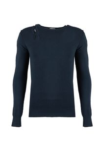 Trussardi Jeans - Trussardi Sweter "Serafino" | U11TRC0045 / Serafino | Mężczyzna | Granatowy. Okazja: na co dzień. Kolor: niebieski. Materiał: wiskoza, poliamid. Długość rękawa: długi rękaw. Długość: długie. Wzór: aplikacja. Styl: casual #6