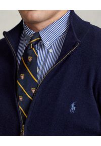 Ralph Lauren - RALPH LAUREN - Sweter z wełny merino. Typ kołnierza: polo. Kolor: niebieski. Materiał: wełna. Długość rękawa: długi rękaw. Długość: długie. Wzór: aplikacja, haft #3