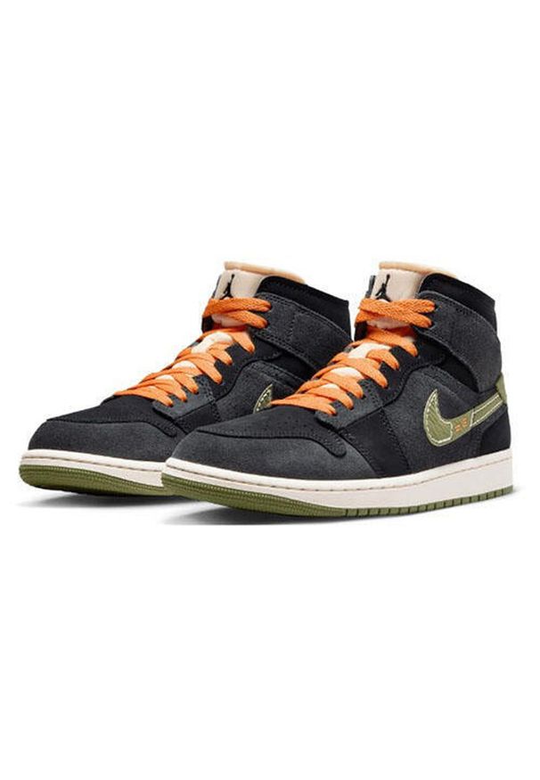 Buty Sportowe Męskie Air Jordan 1 Mid SE Craft. Kolor: czarny. Materiał: zamsz, tkanina. Szerokość cholewki: normalna