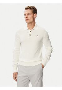 Tommy Jeans Sweter Essential DM0DM20304 Biały Slim Fit. Kolor: biały. Materiał: bawełna #1