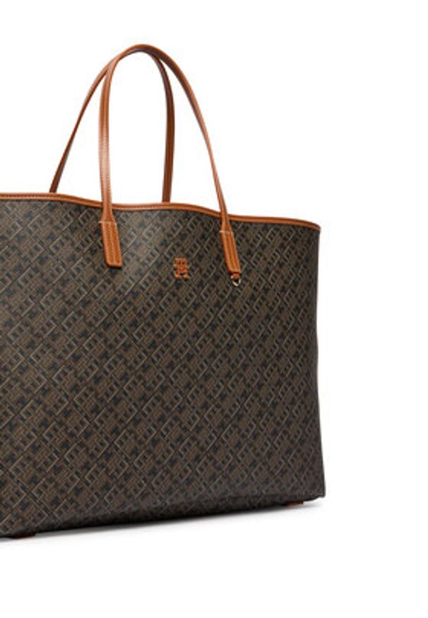TOMMY HILFIGER - Tommy Hilfiger Torebka Th Monoplay Maxi Tote Le AW0AW18850 Czarny. Kolor: czarny. Materiał: skórzane