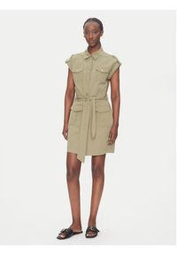 Gaudi Sukienka koszulowa 511BD15016 Zielony Regular Fit. Kolor: zielony. Materiał: bawełna. Typ sukienki: koszulowe #5