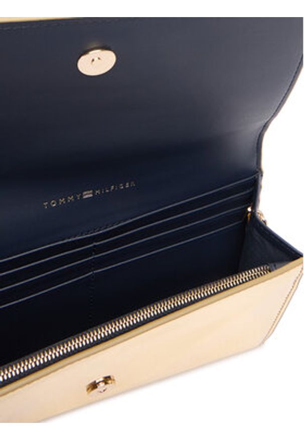 TOMMY HILFIGER - Tommy Hilfiger Torebka Icon Flap W/Chain Met AW0AW17959 Złoty. Kolor: złoty. Materiał: skórzane