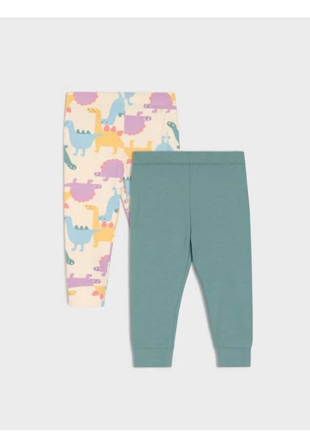 Sinsay - Legginsy 2 pack - kremowy. Kolor: kremowy