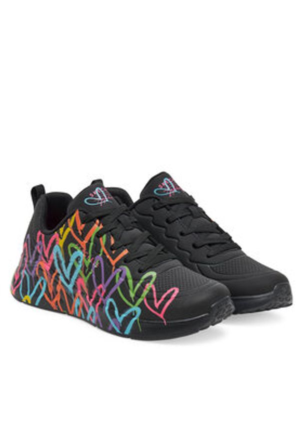 skechers - Skechers Sneakersy Uno Lite - Heat of Lights 177977/BKMT Czarny. Kolor: czarny. Materiał: skóra