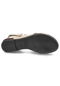 Beżowe Sandały Lemar Modne Buty Na Lato. Zapięcie: rzepy. Kolor: beżowy. Materiał: skóra. Wzór: aplikacja. Sezon: lato. Obcas: na obcasie. Styl: elegancki. Wysokość obcasa: niski #3