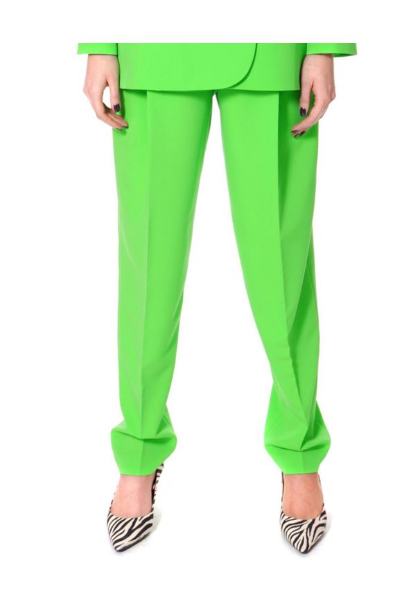AGGI - Neonowo zielone spodnie w kant Blake. Stan: podwyższony. Kolor: zielony. Styl: sportowy