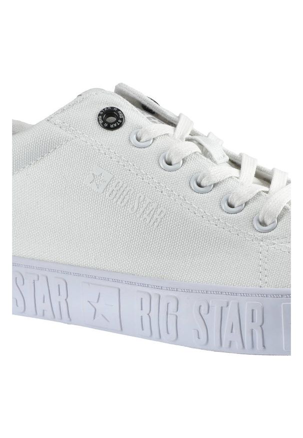 Big-Star - Białe Trampki Big Star Męskie Modne Półbuty. Okazja: na co dzień. Wysokość cholewki: przed kostkę. Zapięcie: sznurówki. Kolor: biały. Materiał: jeans, materiał, guma. Szerokość cholewki: normalna. Sezon: lato. Styl: klasyczny, casual