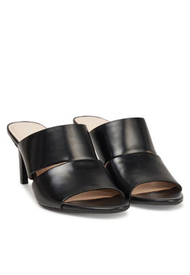 Calvin Klein Klapki Heel Mule 70 - Lth 2 Straps HW0HW02460 Czarny. Kolor: czarny. Materiał: skóra