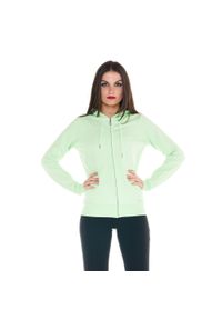 LEONE 1947 APPAREL - Damska podstawowa bluza z kapturem i zamkiem. Typ kołnierza: kaptur. Kolor: zielony. Materiał: tkanina. Sport: fitness