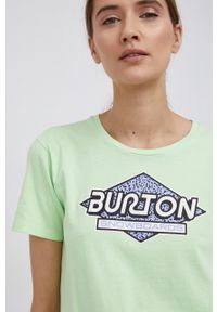 Burton T-shirt bawełniany kolor zielony. Okazja: na co dzień. Kolor: zielony. Materiał: bawełna. Wzór: nadruk. Styl: casual #1