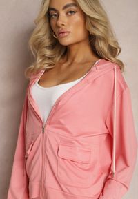 Renee - Różowy Bawełniany Komplet Dresowy Rozpinana Bluza z Kapturem i Spodnie Joggery Farila. Kolor: różowy. Materiał: bawełna, dresówka #4