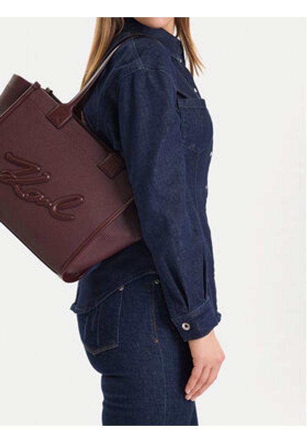 Karl Lagerfeld - KARL LAGERFELD Torebka A4W30258 Bordowy. Kolor: czerwony. Materiał: skórzane