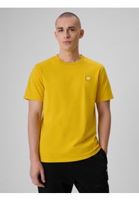 4f - 4F T-shirt relaxed z nadrukiem męski - żółty XL. Okazja: na co dzień. Kolor: żółty. Materiał: dzianina, materiał, bawełna. Wzór: nadruk. Styl: casual #1