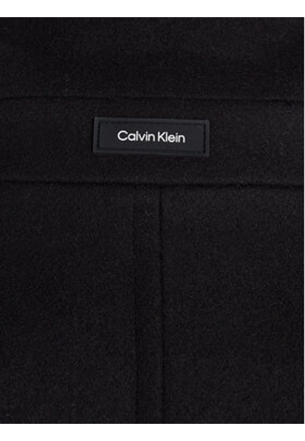 Calvin Klein Płaszcz wełniany K10K111745 Czarny Regular Fit. Kolor: czarny. Materiał: wełna
