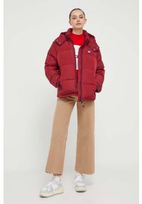 Tommy Jeans kurtka puchowa damska kolor bordowy zimowa. Kolor: czerwony. Materiał: puch. Sezon: zima #9