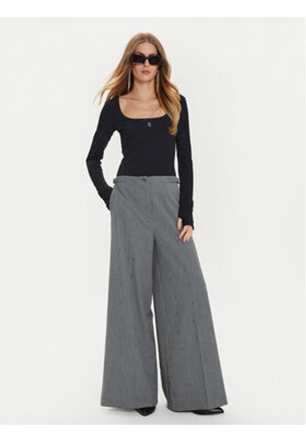 TwinSet - TWINSET Spodnie palazzo 242AM2043 Szary Wide Leg. Kolor: szary. Materiał: syntetyk