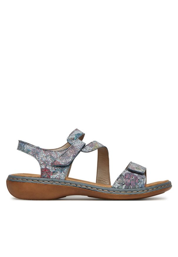 Rieker Sandały 659C7-90 Szary. Kolor: szary. Materiał: skóra