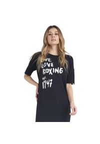 LEONE 1947 APPAREL - Błyszcząca damska koszulka maxi z krótkim rękawem. Kolor: czarny. Długość rękawa: krótki rękaw. Długość: krótkie. Sport: fitness #1