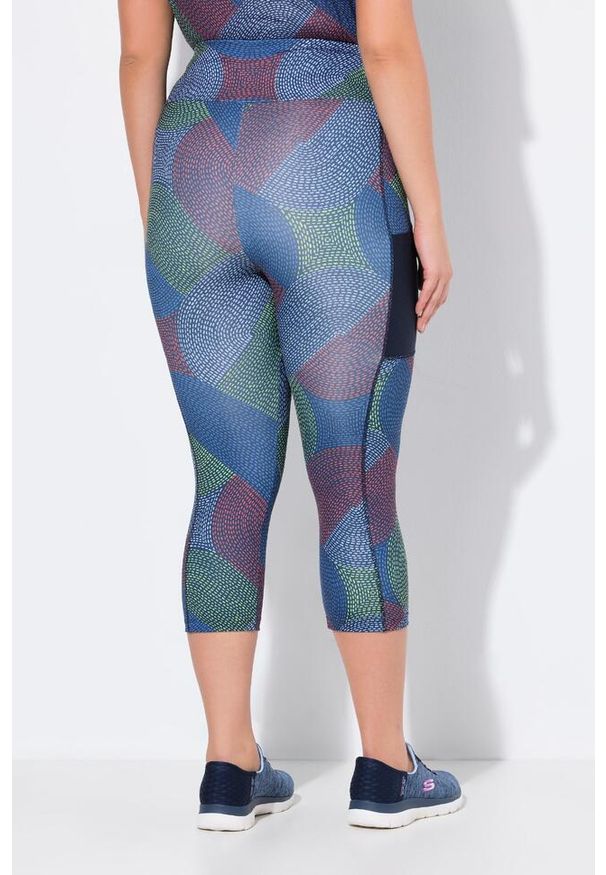 ULLA POPKEN - Damskie Legginsy funkcyjne 3/4 szybkoschnące. Kolekcja: plus size. Kolor: niebieski. Materiał: poliester, materiał