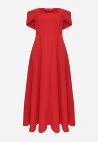 Born2be - Czerwona Koktajlowa Sukienka VICES Hiszpanka o Rozkloszowanym Kroju Diolora. Typ kołnierza: dekolt hiszpanka. Kolor: czerwony. Materiał: poliester. Typ sukienki: rozkloszowane. Styl: wizytowy #2
