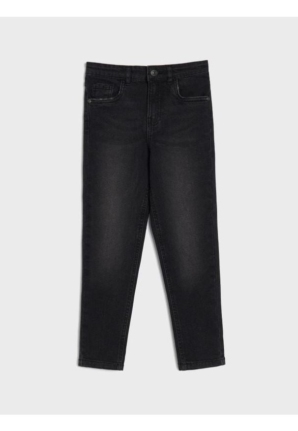Sinsay - Spodnie jeansowe slim fit - czarny. Kolor: czarny
