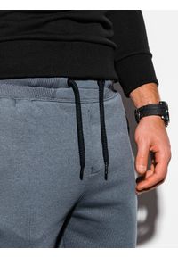 Ombre Clothing - Spodnie męskie dresowe z przeszyciami - grafitowe V2 OM-PASK-0137 - XXL. Kolor: szary. Materiał: dresówka. Wzór: nadruk #6