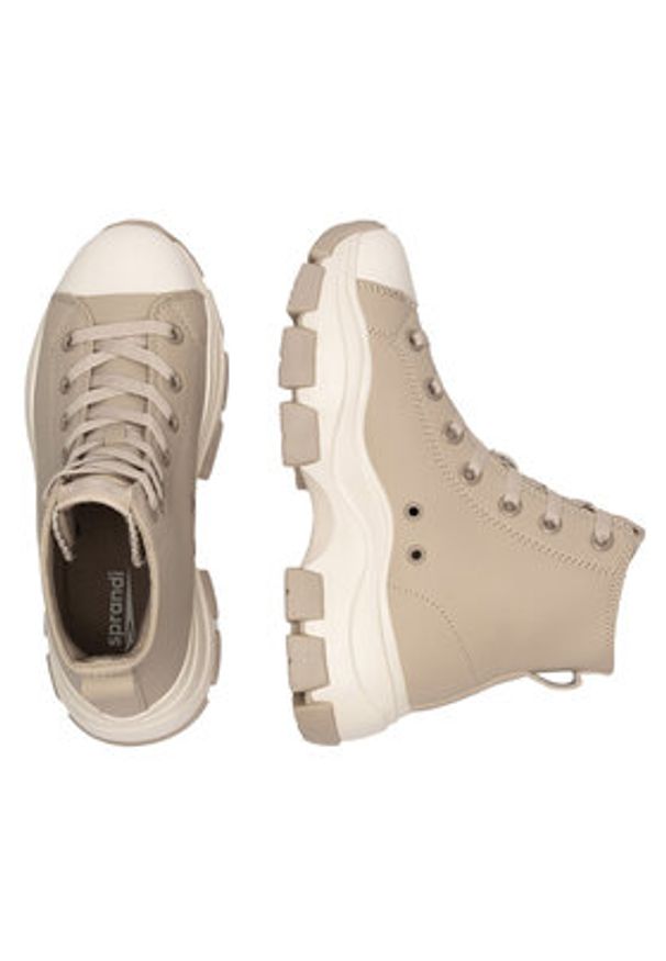 Sprandi Sneakersy WP40-22344Y Beżowy. Kolor: beżowy. Materiał: skóra