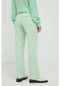 Samsoe & Samsoe - Samsoe Samsoe spodnie damskie kolor zielony proste high waist. Okazja: na co dzień. Stan: podwyższony. Kolor: zielony. Materiał: poliester, dzianina. Styl: casual #2