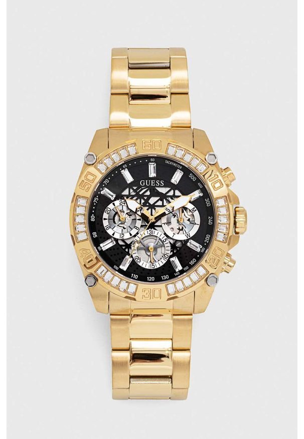 Guess zegarek męski kolor złoty. Kolor: złoty. Materiał: materiał