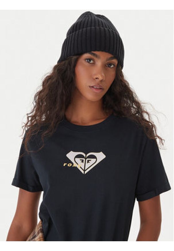 Roxy T-Shirt Oceanregular ERJZT06078 Czarny Regular Fit. Kolor: czarny. Materiał: bawełna