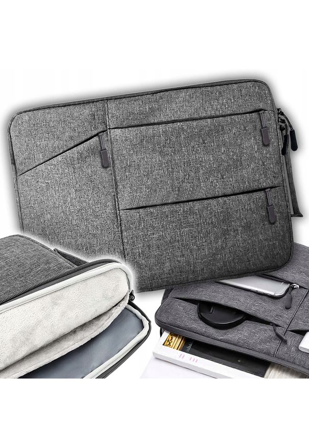 Dexxer - Etui na Laptopa Torba Pokrowiec na Laptop Dokumenty do Pracy SZARY 13,3" LPT-BG3. Kolor: szary