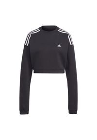 Bluza sportowa damska Adidas Hyperglam croptop. Kolor: czarny. Materiał: bawełna, poliester