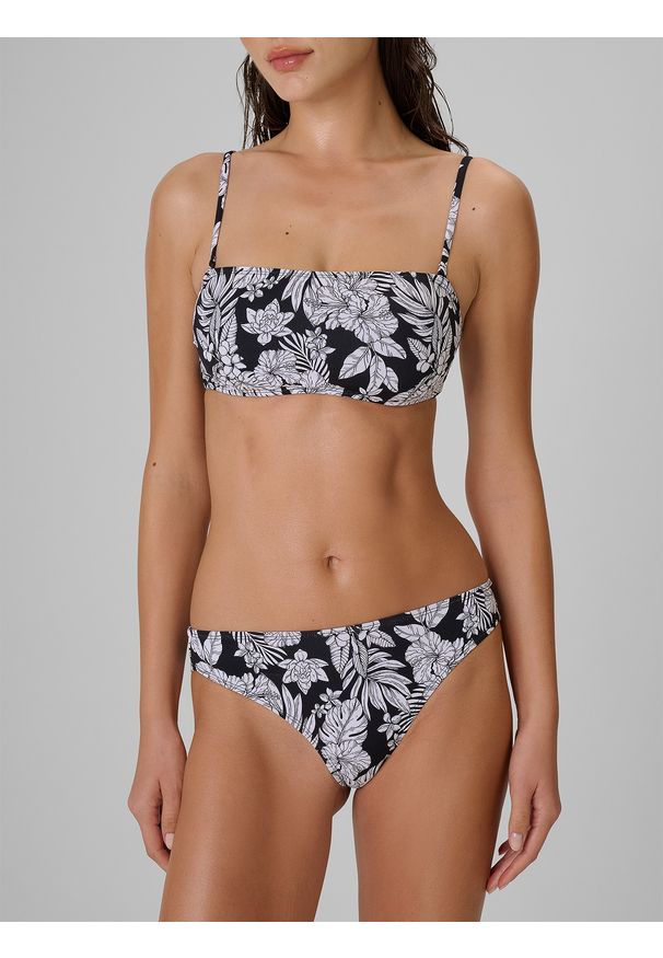 4f - 4F Dół od bikini damski - czarny M. Stan: obniżony. Kolor: czarny. Materiał: materiał