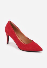 Renee - Czerwone Czółenka VICES na Smukłym Obcasie z Wkładką ze Skóry Naturalnej Grynora. Okazja: na imprezę. Kolor: czerwony. Materiał: skóra. Obcas: na obcasie. Styl: klasyczny, elegancki. Wysokość obcasa: średni #7