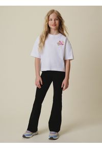 4f - 4F T-shirt loose z nadrukiem dziewczęcy - biały 134/140 (8-10 lat). Okazja: na co dzień. Kolor: biały. Materiał: dzianina, bawełna, jeans, dresówka. Wzór: nadruk. Sezon: lato. Styl: casual #2