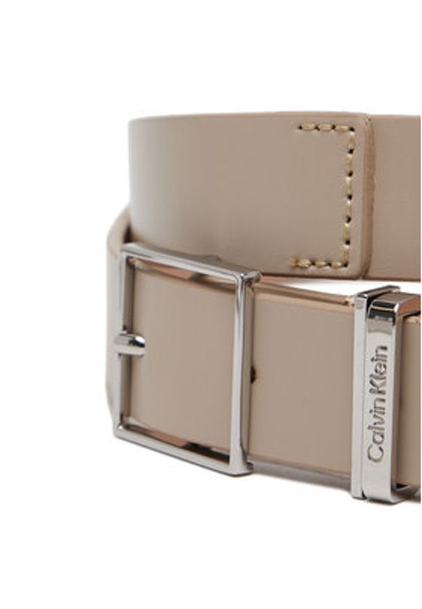 Calvin Klein Pasek Damski Branded Loop Square Belt 2.5 K60K612866 Beżowy. Kolor: beżowy. Materiał: skóra