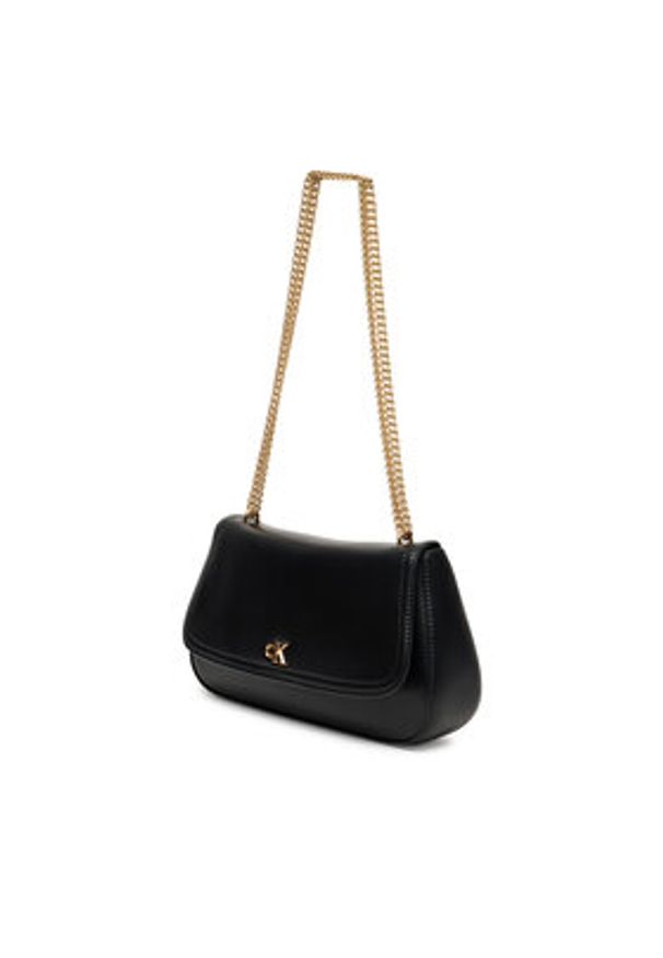 Calvin Klein Torebka Ck Convertible Chain Medium Bag LV04F3171G Czarny. Kolor: czarny. Materiał: skórzane
