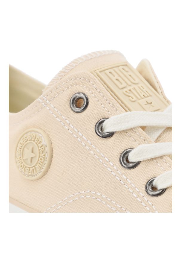 Big-Star - Beżowe Sneakersy Big Star Sportowe Obuwie Damskie. Okazja: na co dzień. Zapięcie: sznurówki. Kolor: beżowy. Materiał: guma, materiał
