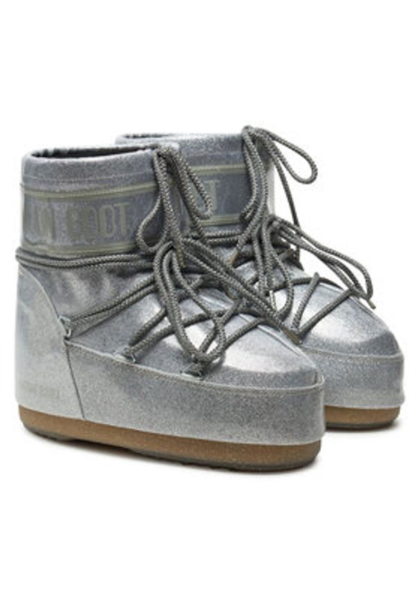 Moon Boot Śniegowce Icon Low Glitter 80D1409440 Srebrny. Kolor: srebrny. Materiał: skóra