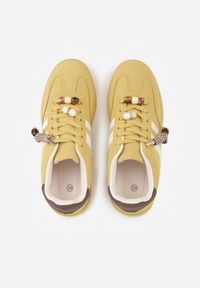 Renee - Żółte Sneakersy Typu Tenisówki Ozdobione Koralikami Daemeli. Kolor: żółty. Materiał: jeans. Wzór: aplikacja. Sezon: lato #7