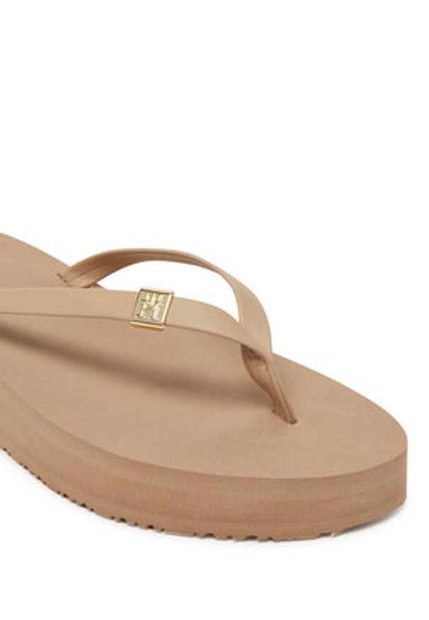 TOMMY HILFIGER - Tommy Hilfiger Japonki Elevated Chic Beach Sandal FW0FW08523 Beżowy. Kolor: beżowy. Materiał: skóra