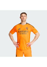 Adidas - Koszulka Real Madrid 24/25 Away Authentic. Kolor: pomarańczowy. Materiał: materiał #1