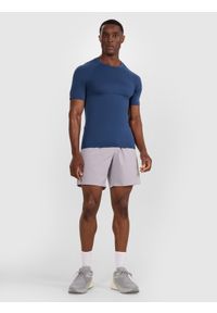 4f - 4F Koszulka treningowa bezszwowa męska - granatowa L/XL. Kolor: niebieski. Materiał: włókno, skóra, syntetyk, materiał. Długość rękawa: krótki rękaw. Długość: krótkie. Wzór: gładki, ze splotem. Sport: fitness #2